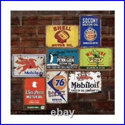 Reproduced Vintage Tin Signs, Gas Oil Retro Advert Metal Sign for Garage Man