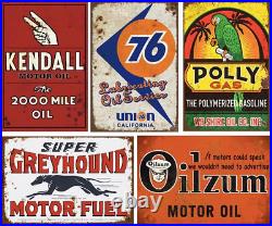 Reproduced Vintage Tin Signs, Gas Oil Retro Advert Metal Sign for Garage Man Cav