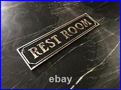 Restroom Rustic Farmhouse Brass Door or Wall Bathroom Sign