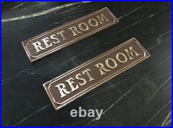 Restroom Rustic Farmhouse Brass Door or Wall Bathroom Sign
