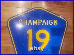 Retired Illinois Champaign County 19 Highway Reflective Metal Sign 24 By 24