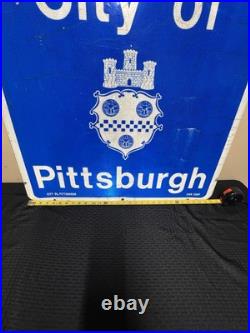 Retired Rare Welcome City of Pittsburgh 1980s HIGHWAY METAL SHIELD ROAD SIGN Retired Rare Welcome City of Pittsburgh 1980s HIGHWAY METAL SHIELD ROAD SIGN