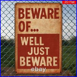 Retro Metal Sign Aluminum Caution Warning Sign Red White Pewter Durable