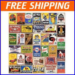 Retro Metal Signs Collection, 35-Piece Tin Sign Set for Vintage Decor Lovers