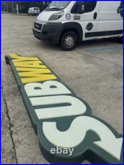 Retro Subway Building Sign (Pan Embossed Sign Face) 3' X 12 Retro Subway Building Sign (Pan Embossed Sign Face) 3' X 12