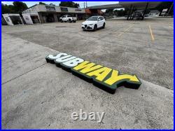Retro Subway Building Sign (Pan Embossed Sign Face) 3' X 12 Retro Subway Building Sign (Pan Embossed Sign Face) 3' X 12