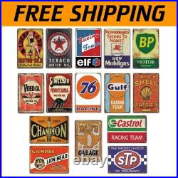 Retro Vintage Tin Wall Signs Set of 15, Ideal for Garage and Patio Decor
