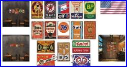 Retro Vintage Tin Wall Signs Set of 15, Ideal for Garage and Patio Decor