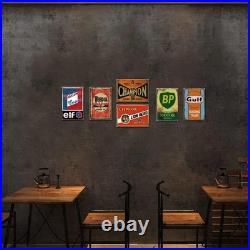 Retro Vintage Tin Wall Signs Set of 15, Ideal for Garage and Patio Decor