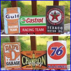 Retro Vintage Tin Wall Signs Set of 15, Ideal for Garage and Patio Decor