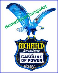 Richfield Gas & Oil Eagle, Cutout Shape Flat Metal Sign, Vintage Garage Art HDGA Richfield Gas & Oil Eagle, Cutout Shape Flat Metal Sign, Vintage Garage Art HDGA