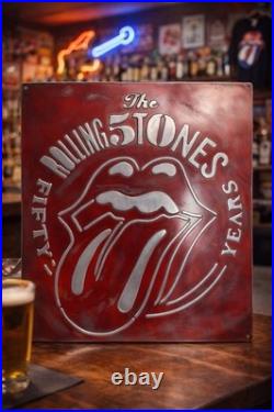 Rolling Stones Metal Sign Hand Cast Aluminum Relief Wall Art 20x24 Vintage