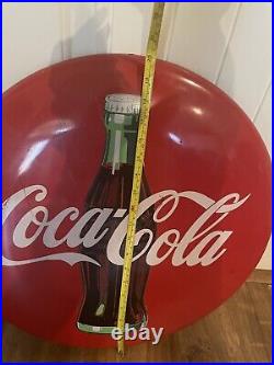 Round Metal Coca Cola Sign Vintage 21