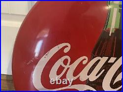 Round Metal Coca Cola Sign Vintage 21