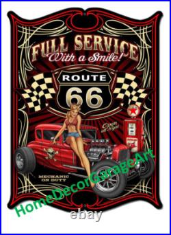 Route 66 Hot Rod Garage Cutout Metal Sign, 3 Sizes, Vintage Style Garage Art Route 66 Hot Rod Garage Cutout Metal Sign, 3 Sizes, Vintage Style Garage Art