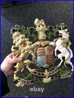 Royal Coat of Arms Metal Sign Plaque Royal Crest Wall Hanger Hand Painted