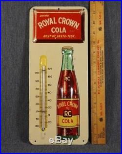 Royal Crown Cola Metal Sign Embossed Advertising Thermometer Vintage Antique