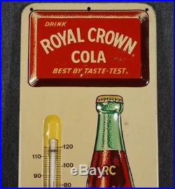 Royal Crown Cola Metal Sign Embossed Advertising Thermometer Vintage Antique