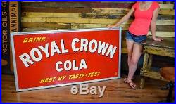 Royal Crown Cola Vintage 6ft Embossed Metal Sign RARE NOS CONDITION 1940's RARE
