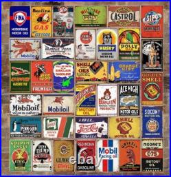 Rustic 8x12 Vintage Tin Signs 35 Pieces For Bar, Garage, & Patio Decor