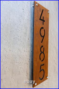 Rustic House Number Sign Address Plaque Rusted Steel