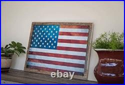 Rustic Wood-Framed USA Flag Metal Sign Handmade 13 in x 17 in, Vintage Decor Rustic Wood-Framed USA Flag Metal Sign Handmade 13 in x 17 in, Vintage Decor