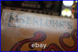 SCARCE 1920s EISENLOHR'S CINCO 5 CENT CIGARS 2 SIDED PAINTED METAL FLANGE SIGN