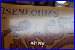 SCARCE 1920s EISENLOHR'S CINCO 5 CENT CIGARS 2 SIDED PAINTED METAL FLANGE SIGN