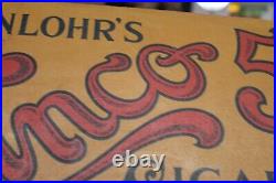 SCARCE 1920s EISENLOHR'S CINCO 5 CENT CIGARS 2 SIDED PAINTED METAL FLANGE SIGN