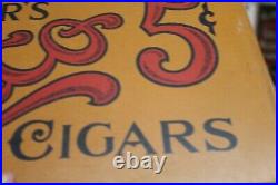 SCARCE 1920s EISENLOHR'S CINCO 5 CENT CIGARS 2 SIDED PAINTED METAL FLANGE SIGN