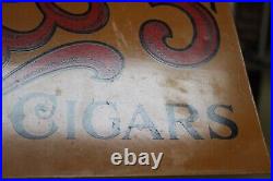 SCARCE 1920s EISENLOHR'S CINCO 5 CENT CIGARS 2 SIDED PAINTED METAL FLANGE SIGN