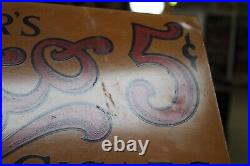 SCARCE 1920s EISENLOHR'S CINCO 5 CENT CIGARS 2 SIDED PAINTED METAL FLANGE SIGN