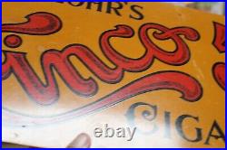 SCARCE 1920s EISENLOHR'S CINCO 5 CENT CIGARS 2 SIDED PAINTED METAL FLANGE SIGN