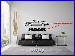 Saab 900 Cabrio Silhouette Steel Wall Decor Decoration Convertible Aero Turbo