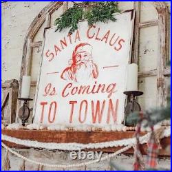 Santa Claus is coming to town vintage metal distressed sign Santa Claus is coming to town vintage metal distressed sign