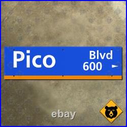 Santa Monica California Pico Boulevard 600 block street road sign 22x6