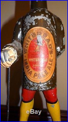 Scarce 1930s Vtg Whitbread Ale Metal Beer Sign Back Bar Bottle Figurine Statue