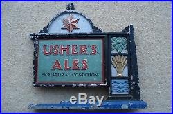 Scarce C1930s Vintage Usher's Ales In Natural Condition Adv Back Bar Sign
