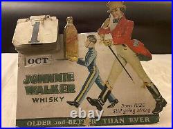 Scarce Johnnie Walker Whiskey Vintage Metal Advertising Calendar Rareee Original