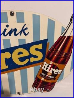 Scarce Vintage 1950s Drink Hires Root Beer Metal Soda Machine Sign
