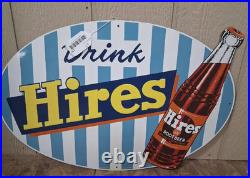 Scarce Vintage 1950s Drink Hires Root Beer Metal Soda Machine Sign