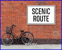 Scenic Route Sign Custom Street Metal Plaque Outdoor Decor Personalized Text