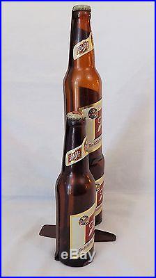 Schlitz Beer 3 Glass Bottle Display Back Bar Vintage Advertising Sign Metal Old