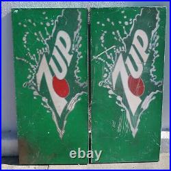 Set of 2 Large Vintage 7 Up Soda Ads Steel 52 x 24 x 1.75 (each)