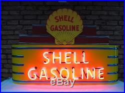 Shell Gasoline Neon Sign! Metal Vintage Marquis Dealership Sign Gas Pump Art