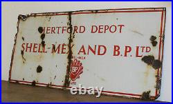 Shell Mex & BP enamel sign advertising garage metal vintage motor petrol antique