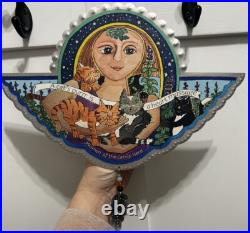 Signed Studio Jorn Metal Cat Wall Plaque'Woman of the Catnip Herd' Vintage