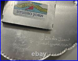 Signed Studio Jorn Metal Cat Wall Plaque'Woman of the Catnip Herd' Vintage