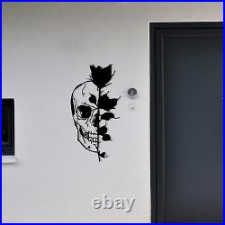 Skull Metal Sign Vintage Rose Skull Metal Wall Art Home Decor Housewarming Gifts