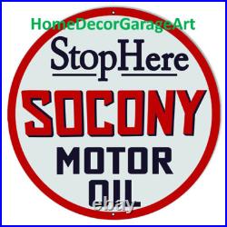 Socony Motor Oil, Round Metal Sign, 4 Sizes, Vintage Garage Art HDGA Socony Motor Oil, Round Metal Sign, 4 Sizes, Vintage Garage Art HDGA